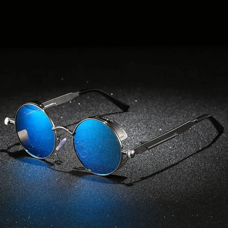Vintage runde Steampunk-Sonnenbrille, polarisiert, UV400