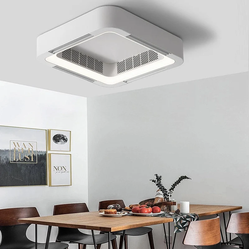 Skanto | Moderner blattloser Deckenventilator mit LED-Beleuchtung und Kronleuchter