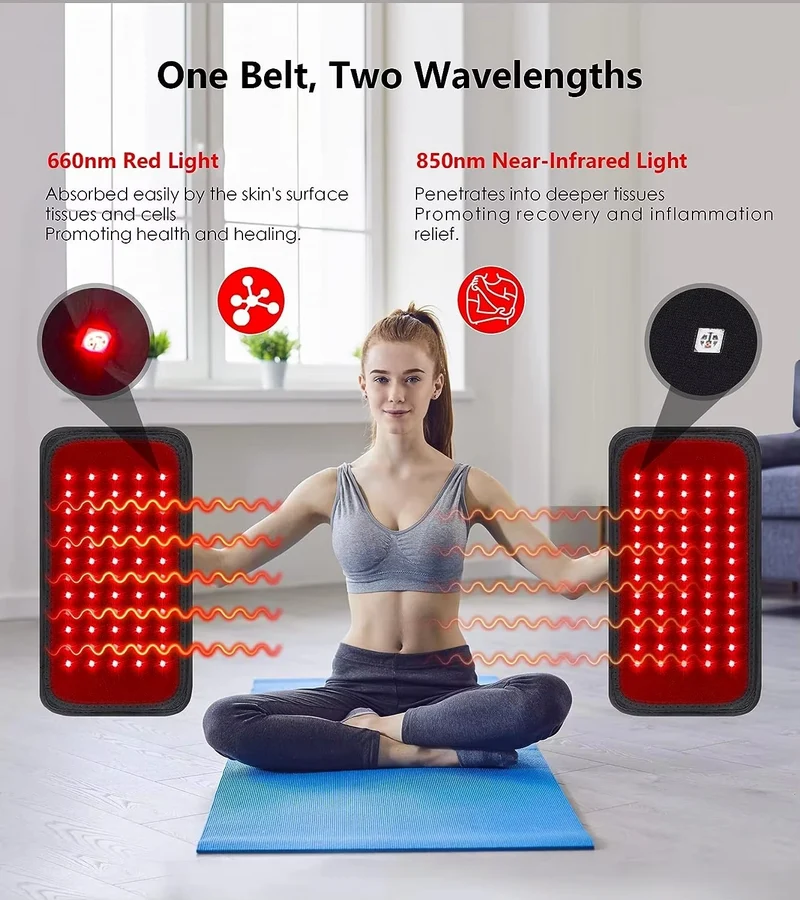 Skanto | Roter & Infrarot LED-Schlankheitsgürtel mit Wärmetherapie – 60 Lichtperlen, 850nm & 660nm Wellenlängen
