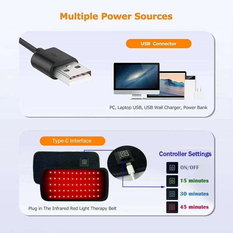Skanto | Roter & Infrarot LED-Schlankheitsgürtel mit Wärmetherapie – 60 Lichtperlen, 850nm & 660nm Wellenlängen