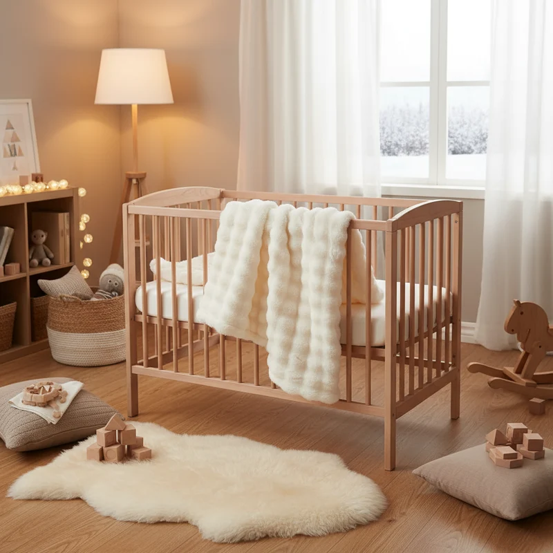 Plüschdecke weiß, bubble Kuscheldecke, warm,weich,waschbar