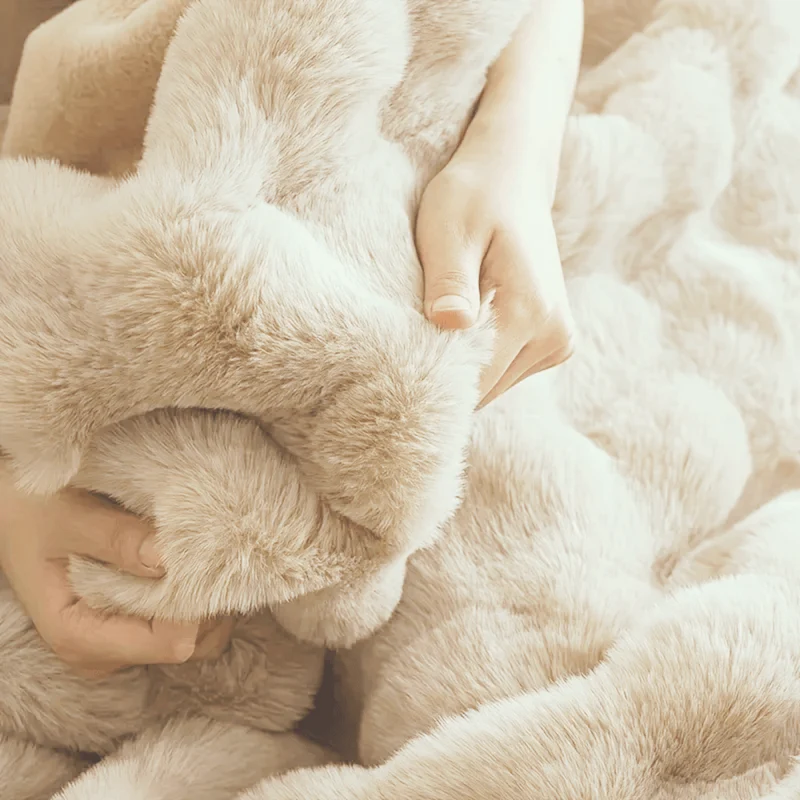 Plüschdecke weiß, bubble Kuscheldecke, warm,weich,waschbar