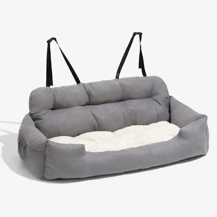 Hundebett fürs Auto – weiches Schaumpolster mit Haltegurten und waschbarem Bezug