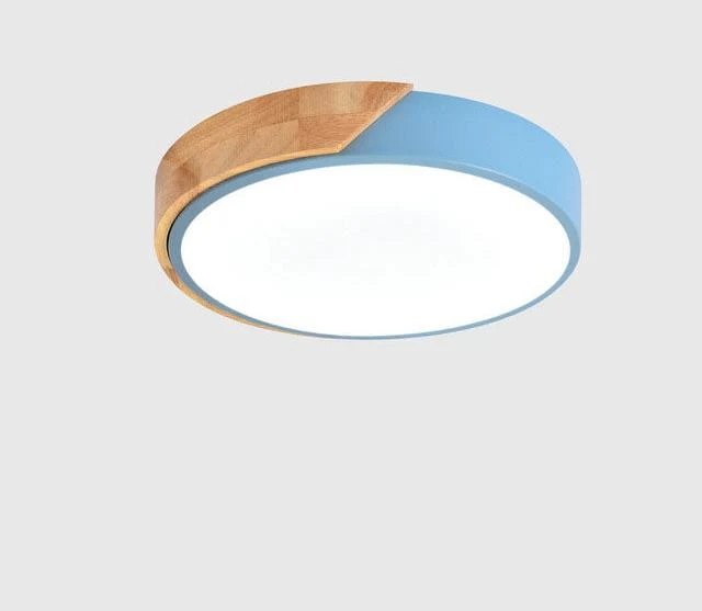 Minimalistische runde LED-Deckenleuchte mit Holzdekor – Modernes Design, dimmbar | Skanto