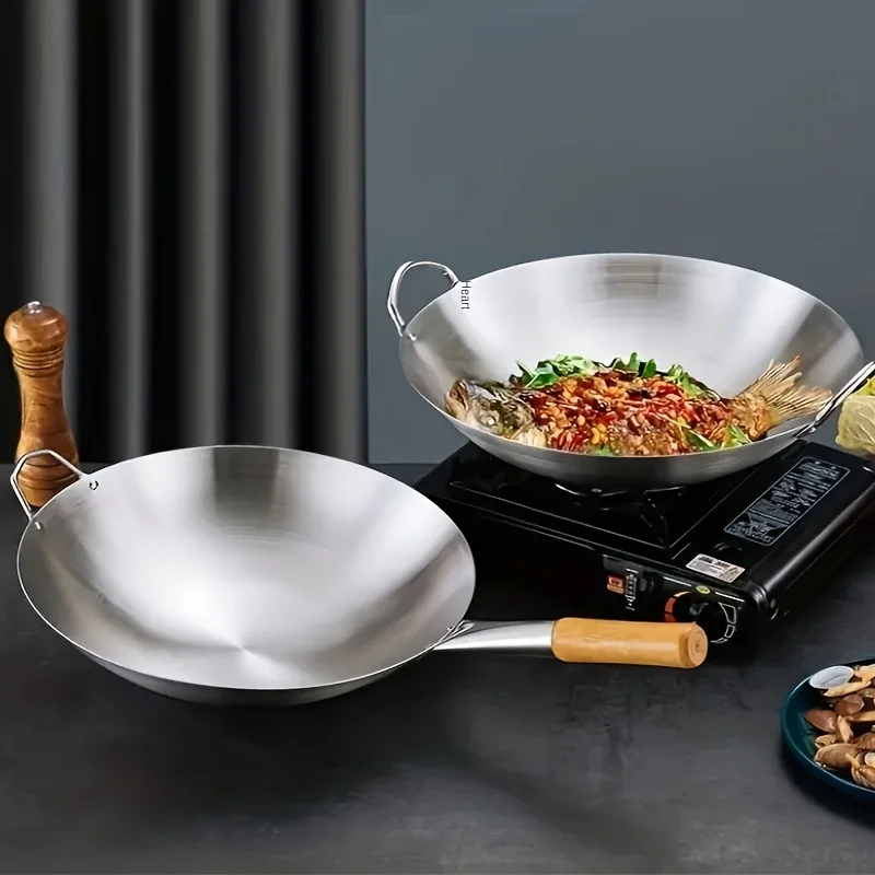 ChefMaster – Großer Edelstahl-Wok mit Doppelgriff Skanto