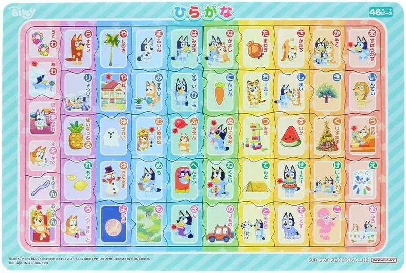 Sun Star Stationery Hiragana Learning Puzzle B4 Bluey Kids Toy