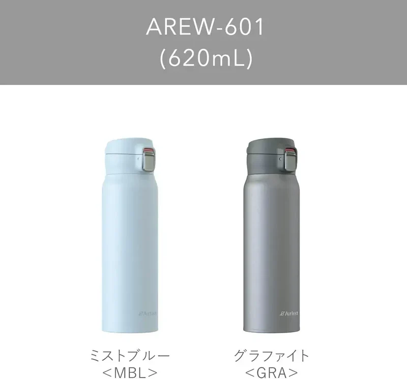 Atlas Insulated One Touch Water Bottle, Blue, 620 ml Slide-Lock