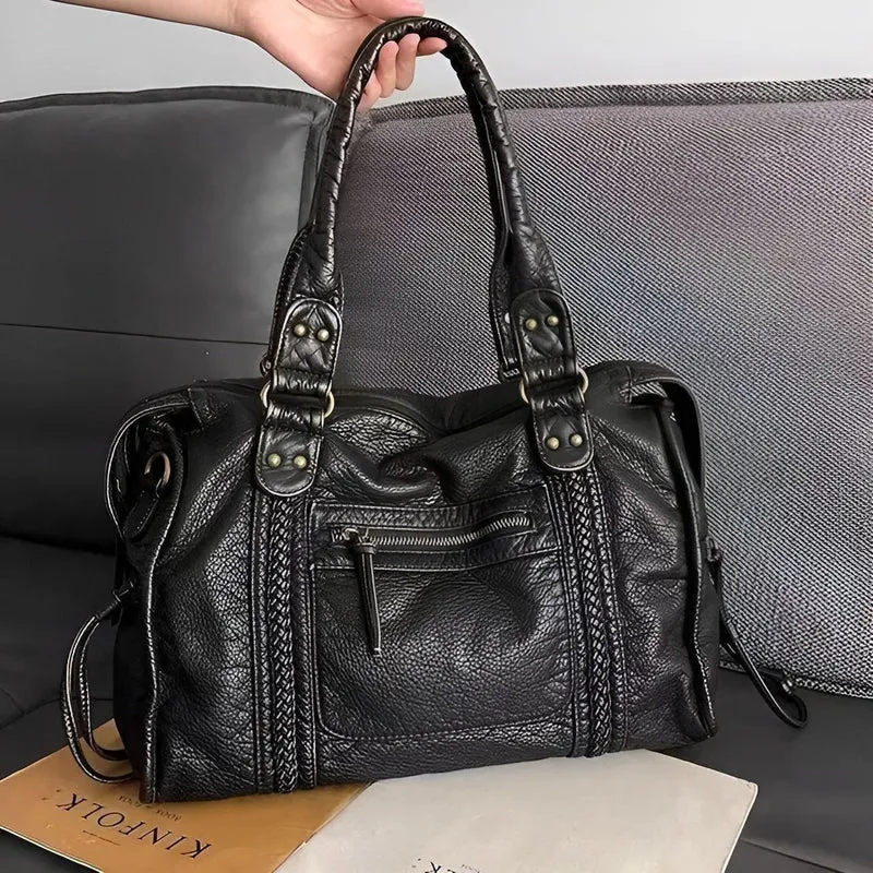 Schultertasche aus echtem Leder – Hochwertig & Elegant | Perfekt für Alltag & Büro | Skanto