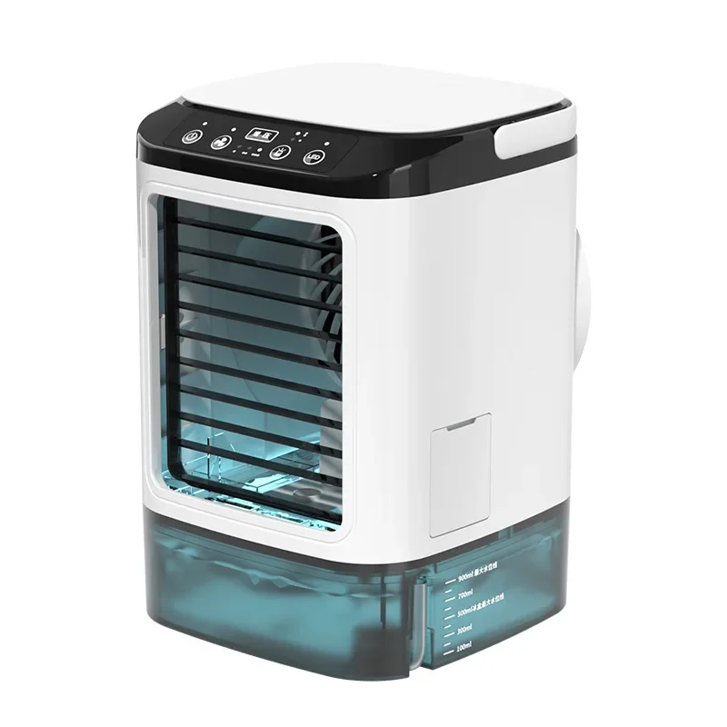 Skanto Tragbarer Klimaanlagen-Ventilator für den Schreibtisch, Dual-Spray, Ultraschall-Zerstäubung, 3 Geschwindigkeiten, leiser Luftkühler, Nachtlicht, elektrischer Ventilator für Zuhause | Skanto