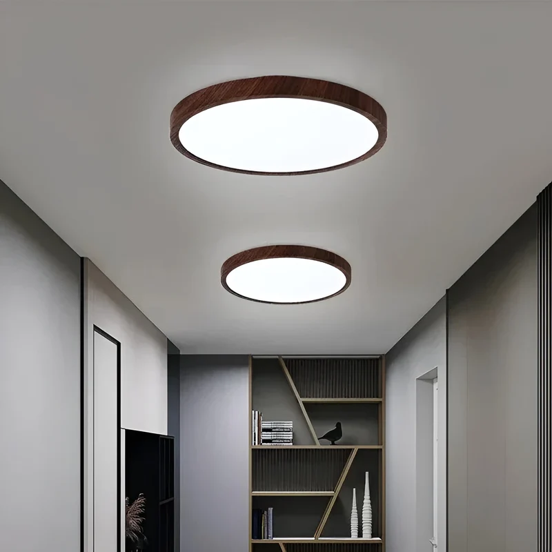 GrainGlow Light – Moderne, ultradünne Deckenlampe aus Holz | Skanto