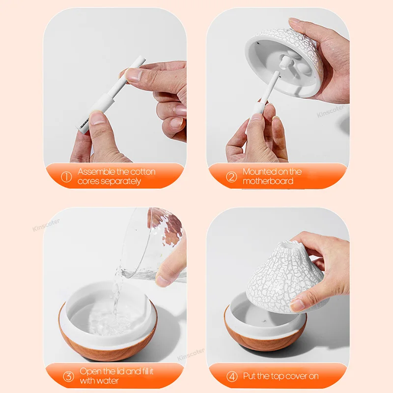 Luftbefeuchter 300 ml – Vulkaneffekt mit farbigem Nachtlicht und USB
