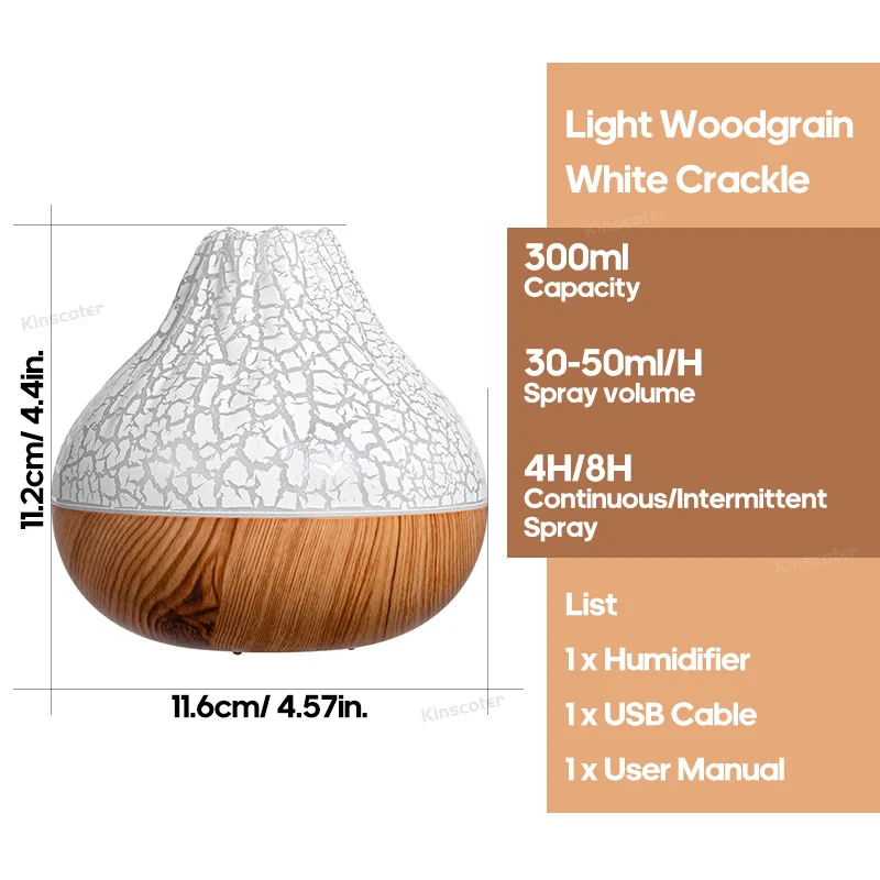Luftbefeuchter 300 ml – Vulkaneffekt mit farbigem Nachtlicht und USB