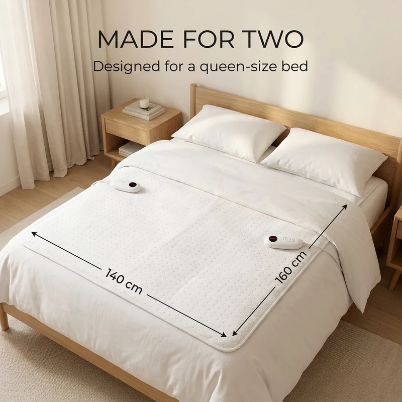 Wärmeunterbett 187 x 140 cm – wärmt das Doppelbett vor, mit Timer