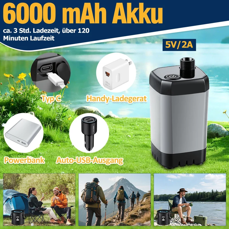 Tragbare Campingdusche batteriebetrieben Outdoor-Dusche mit 20L faltbarem Eimer | Skanto