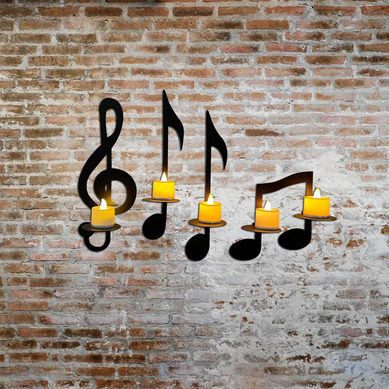 Schwarze Musiknoten-Wandlampe Skanto