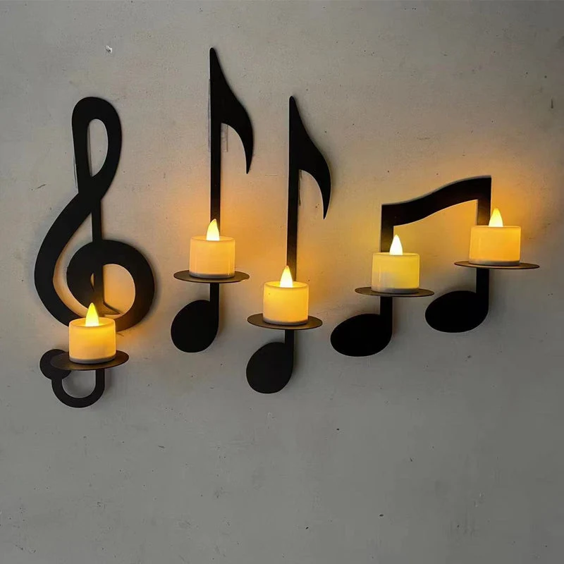 Schwarze Musiknoten-Wandlampe Skanto