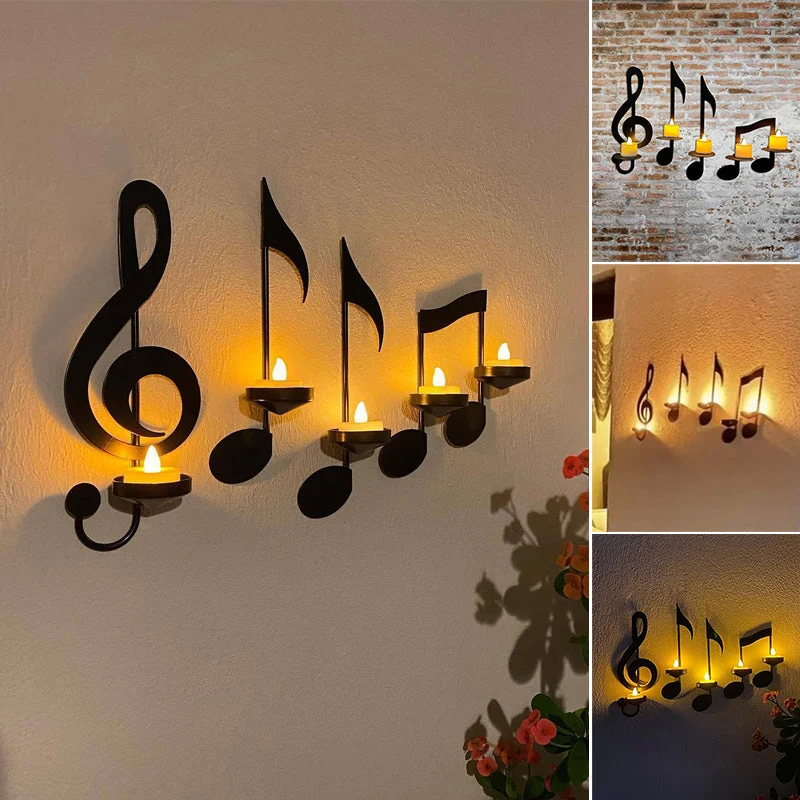 Schwarze Musiknoten-Wandlampe Skanto