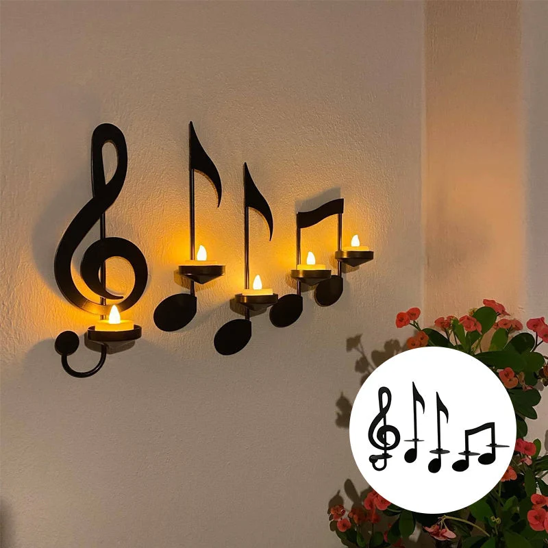Schwarze Musiknoten-Wandlampe Skanto