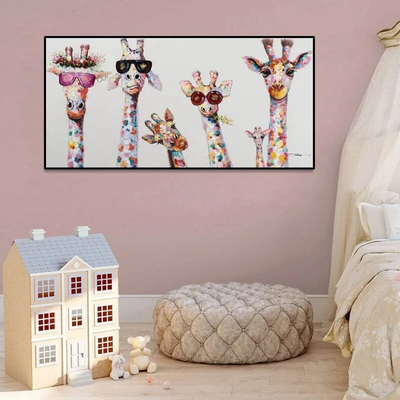 Cartoon-Giraffe – Leinwand-Wandbild | Skanto