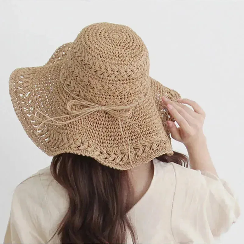 Damen Sonnenhut – Leichter Retro-Stroh-Strandhut | Ideal für Sommer und Urlaub | Skanto