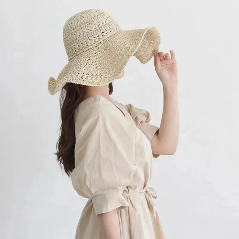 Damen Sonnenhut – Leichter Retro-Stroh-Strandhut | Ideal für Sommer und Urlaub | Skanto