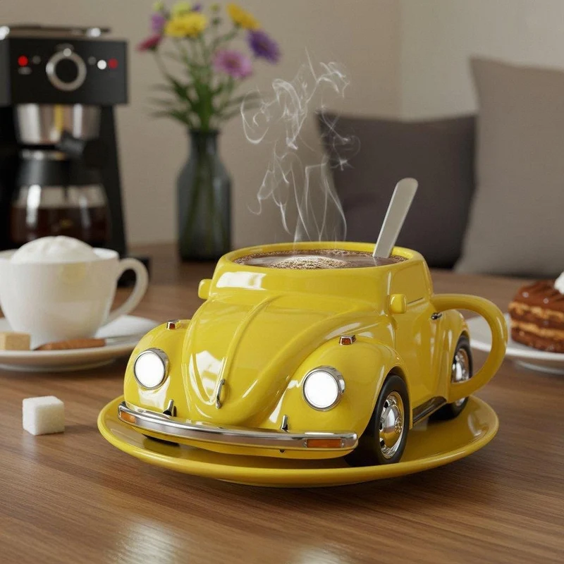 RetroAuto Keramikbecher – Einzigartiges 3D-Design für Kaffee und Tee | Skanto