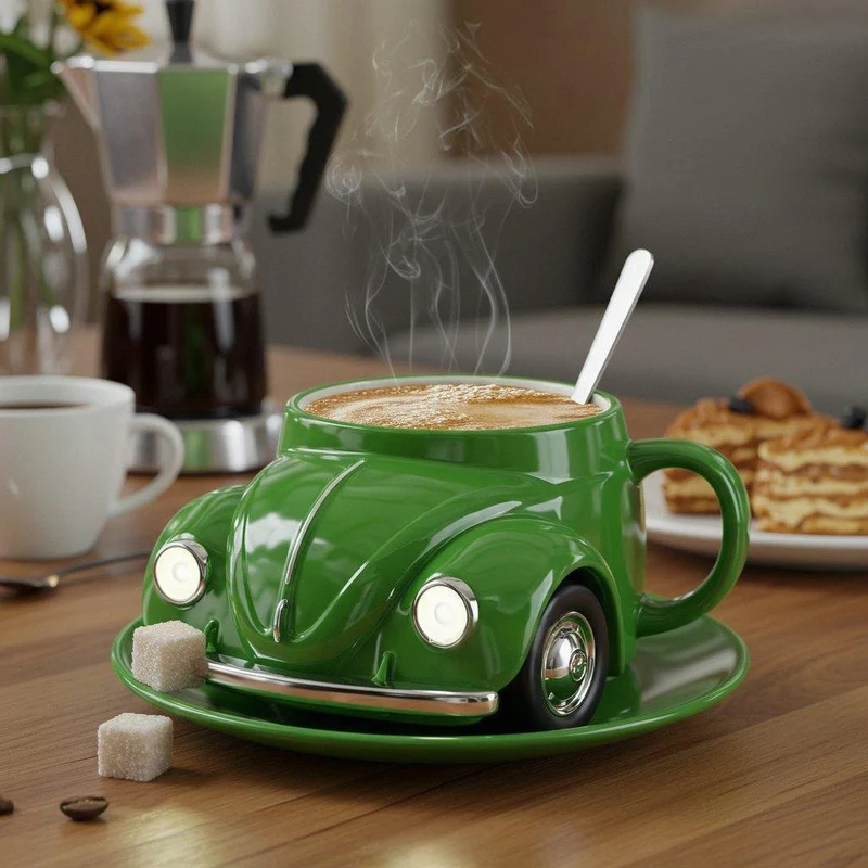 RetroAuto Keramikbecher – Einzigartiges 3D-Design für Kaffee und Tee | Skanto