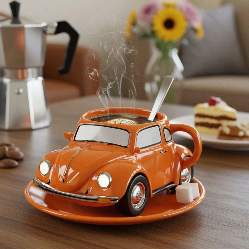RetroAuto Keramikbecher – Einzigartiges 3D-Design für Kaffee und Tee | Skanto