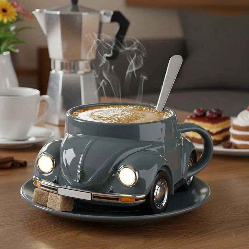 RetroAuto Keramikbecher – Einzigartiges 3D-Design für Kaffee und Tee | Skanto