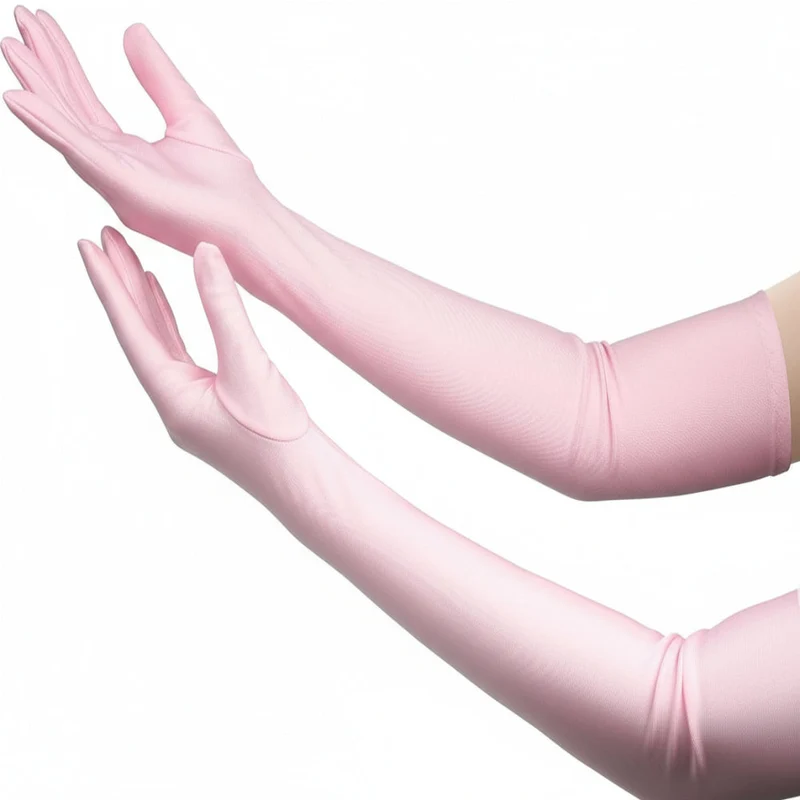 Skanto | Satin-Opernhandschuhe für Damen, ellenbogenlang, Kostüm