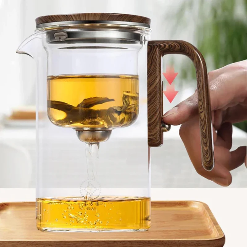 Robuste Glas-Teekanne mit Holzgriff – Eleganter Infuser Skanto
