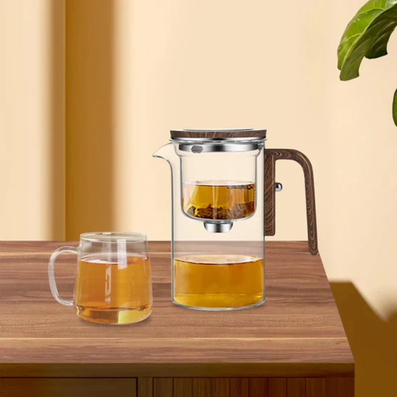 Robuste Glas-Teekanne mit Holzgriff – Eleganter Infuser Skanto