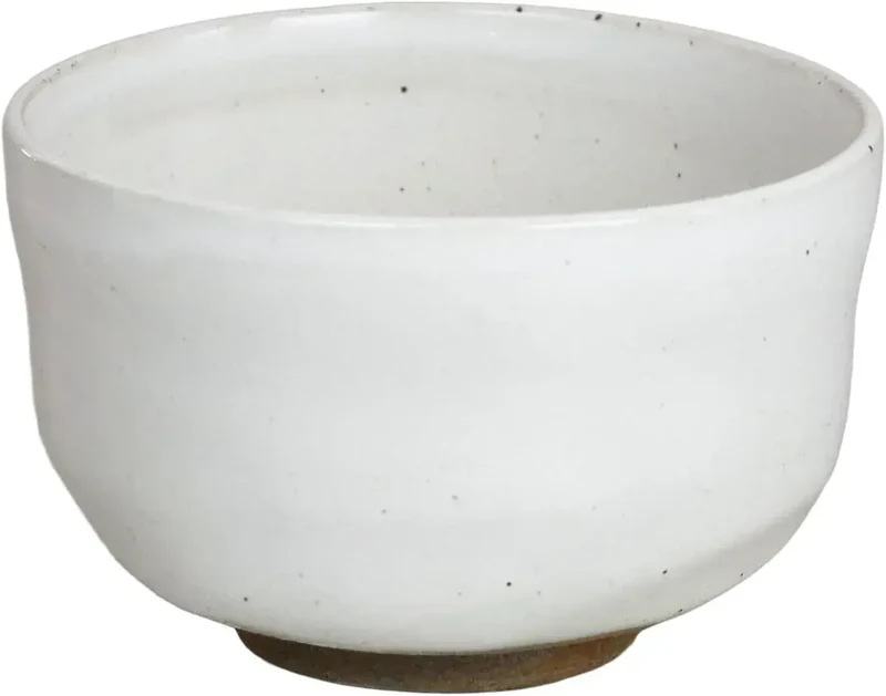 Yuki Roman Nouten Japanese Matcha Bowl, Shino Porcelain, 10.1 cm