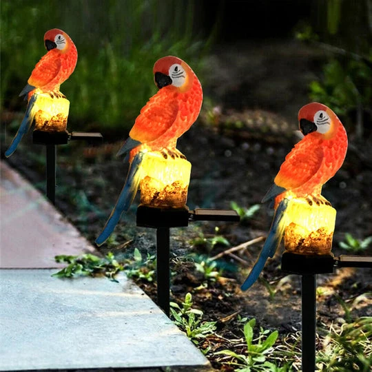 Uhu Papagei Statue LED Solarleuchte Outdoor Wasserdichte Rasenlampe | Skanto
