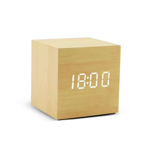 Hölzerner LED-Wecker mit Temperaturanzeige, Digitaluhr und minimalistischem Design – Perfekt für Schlafzimmer und Büro | Skanto