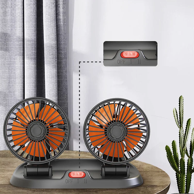 Mini-Schwenkventilator mit Doppelkopf für das Auto | Skanto