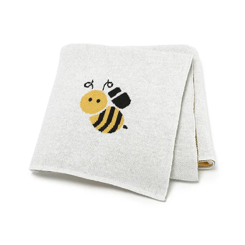 Gestrickte Babydecke Baumwolle mit Bienenmuster 90x70cm
