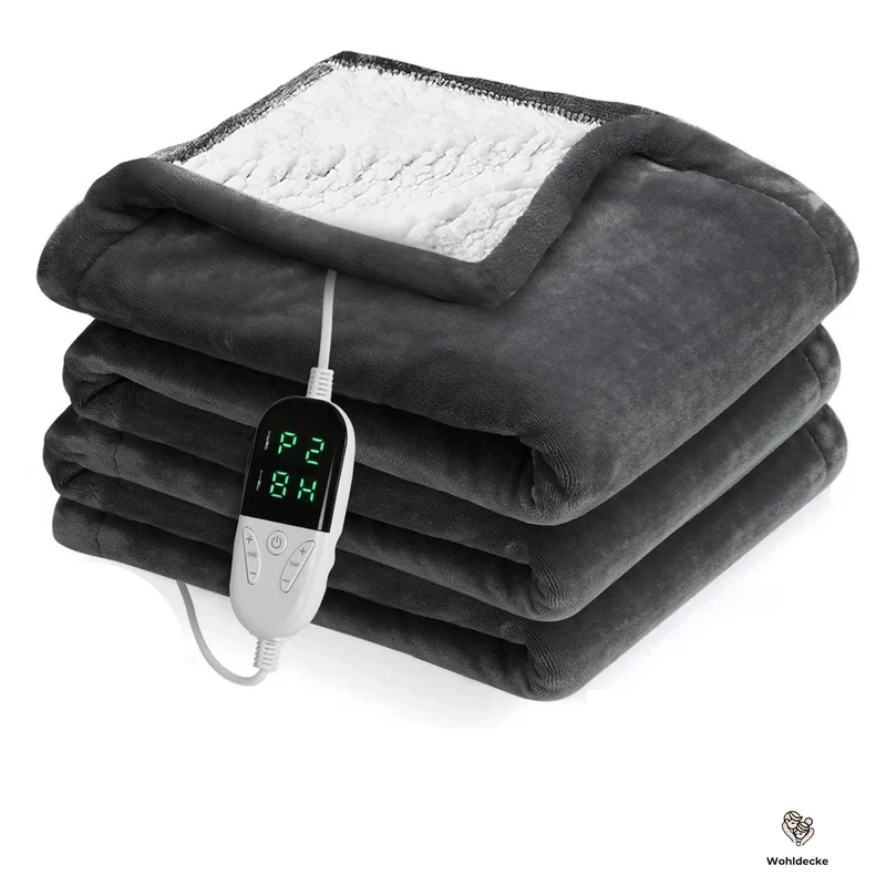 Elektrische Heizdecke 180×150cm – Baumwolle und Flanell - 6 Heizstufen, 10 Std. Timer & Schnellheizung