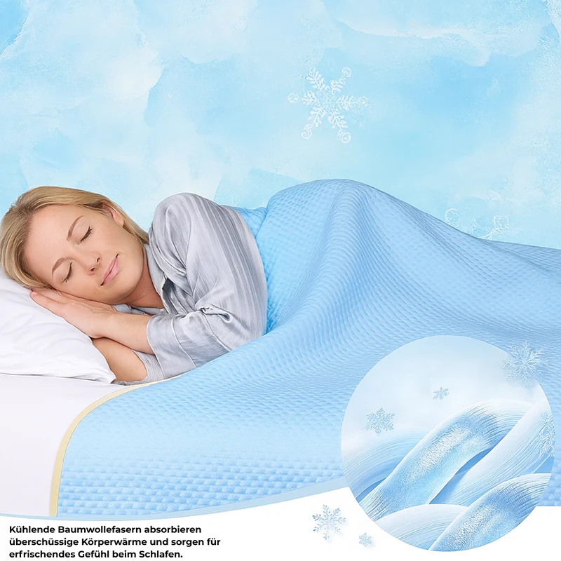 Sommer-Kühldecke zum Schlafen – 200×230 cm, atmungsaktiv, leicht, getestet, Kühldecke fürs Bett und für Hitzeschläfer