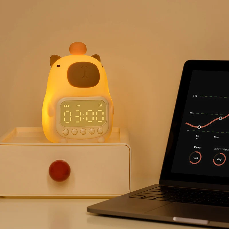 Niedliches Capybara Nachtlicht LED – Kinderwecker & Schlafzimmer-Nachtlampe | Skanto