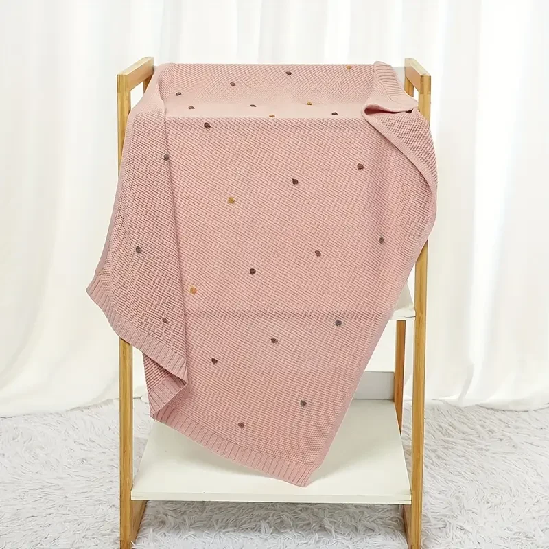 Wohldecke® - Handgefertigte Strickdecke Baby Baumwolle- Babydecke mit Pompons