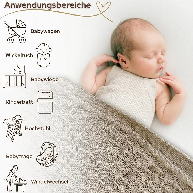 Little Dedi® – Strickdecke für Baby - 80x100 cm (OEKO-TEX)