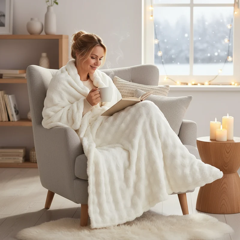 Kuscheldecke Weiß – Weiche Plüschdecke für Sofa & Bett | Kinder & Erwachsene