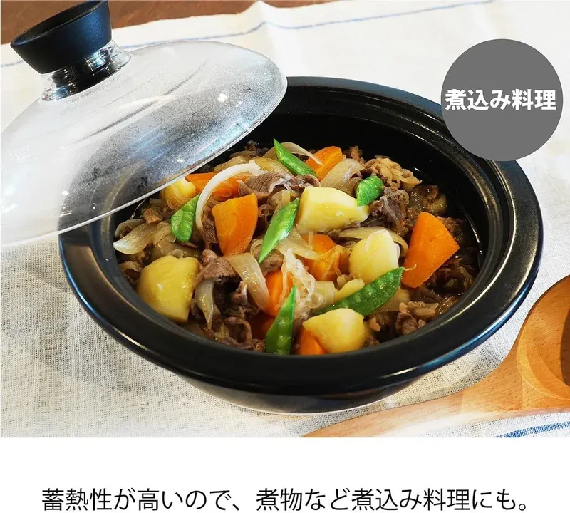 Hario Soil Pot 2L Glass Lid Black Ceramic Cooking Pot for Storing