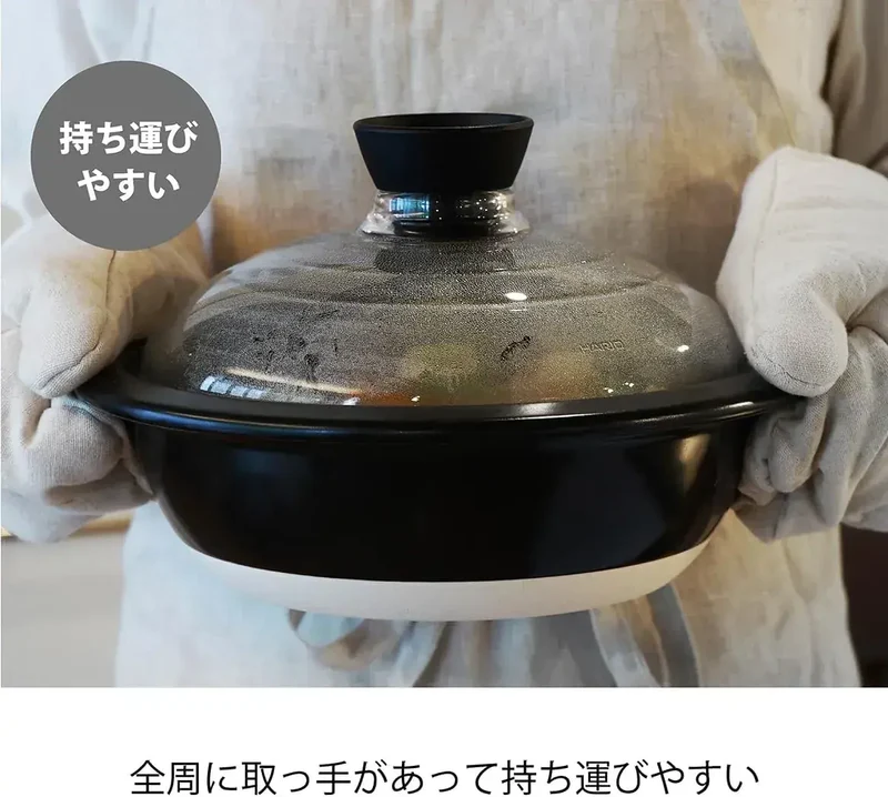 Hario Soil Pot 2L Glass Lid Black Ceramic Cooking Pot for Storing