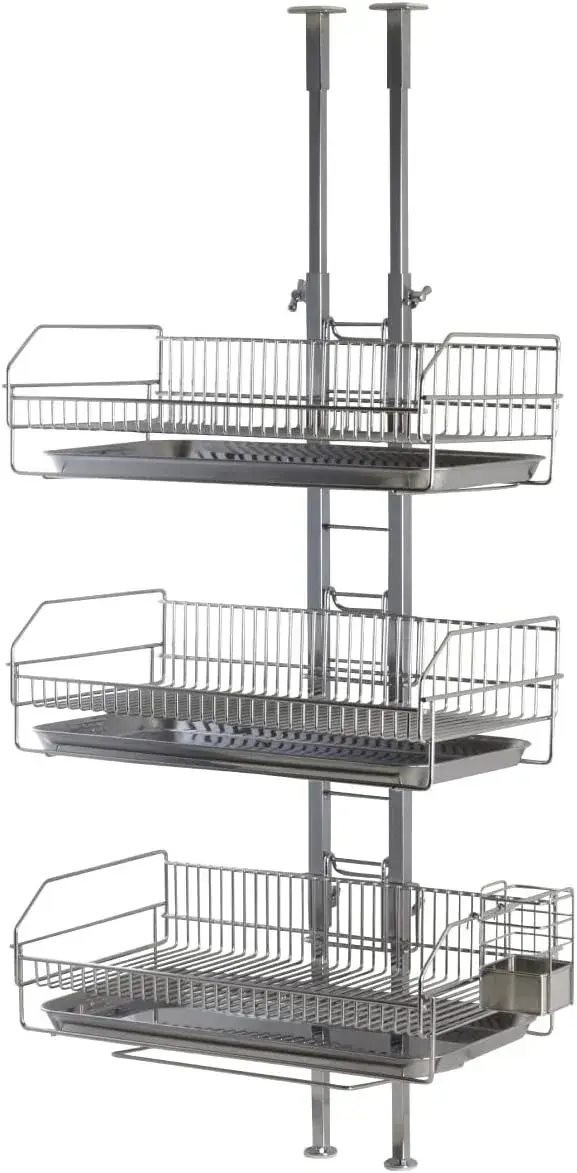 Kawaguchi Koki Push Fit Secure Over Sink Drainer Rack 3-Tier
