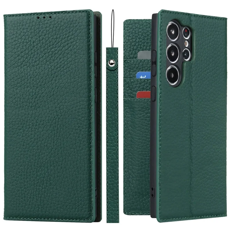 Echtleder-Brieftaschenhülle für Samsung Galaxy S23 Ultra Skanto