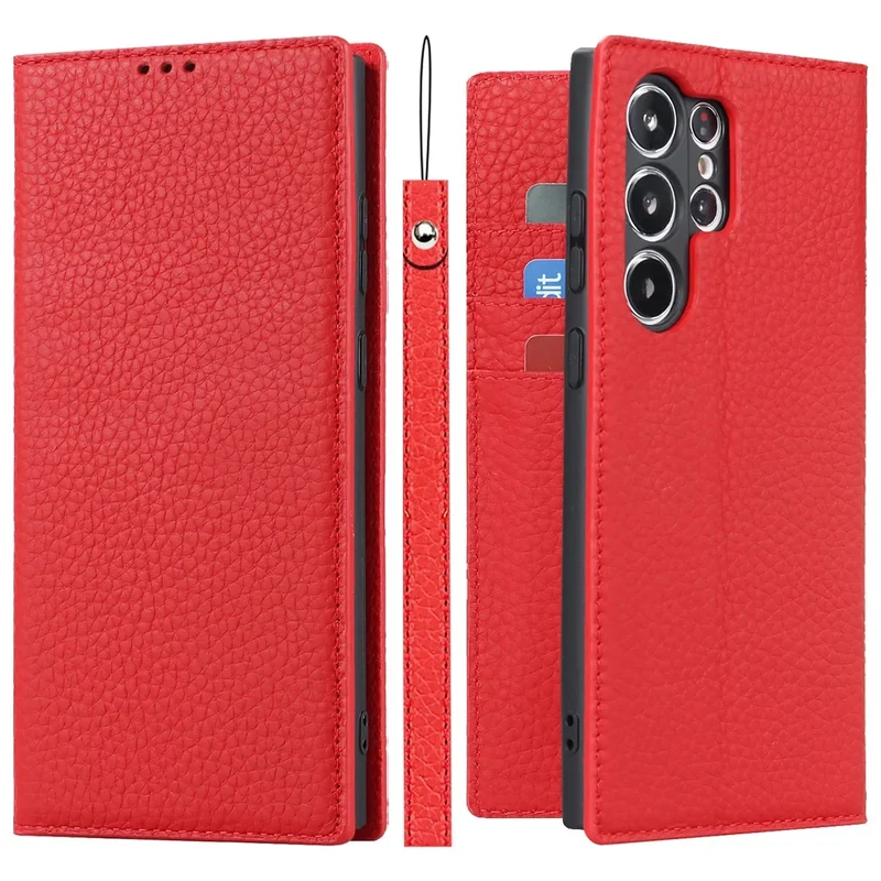 Echtleder-Brieftaschenhülle für Samsung Galaxy S23 Ultra Skanto