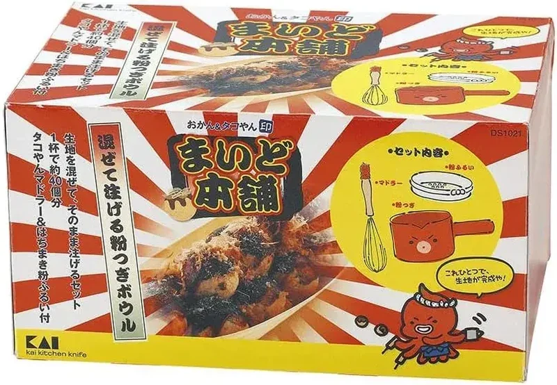 Connect Days Takochan Takoyaki Kitchen Tool Set, Red, 6-Piece