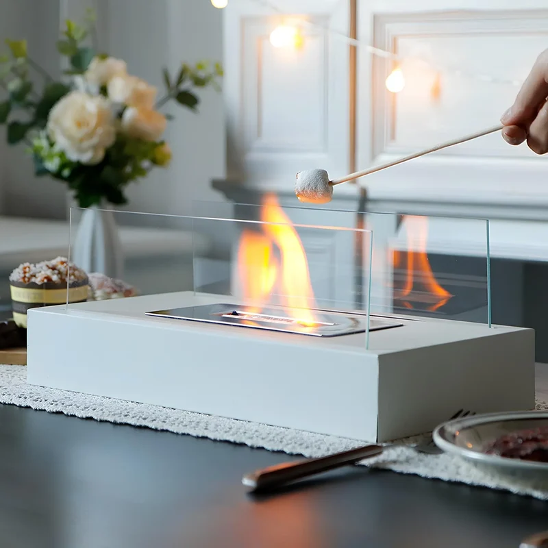 Tischfeuer – Brennkammer für Ethanol hinter Glas, 35 cm breit